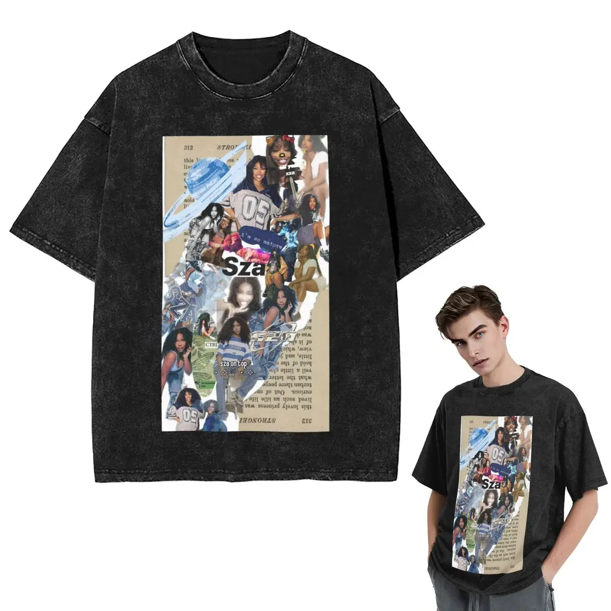 

Streetwear T-Shirts SZA Song Singer Washed T Shirt Short Sleeve Hip Hop T-Shirt Tops Tees for Men Women