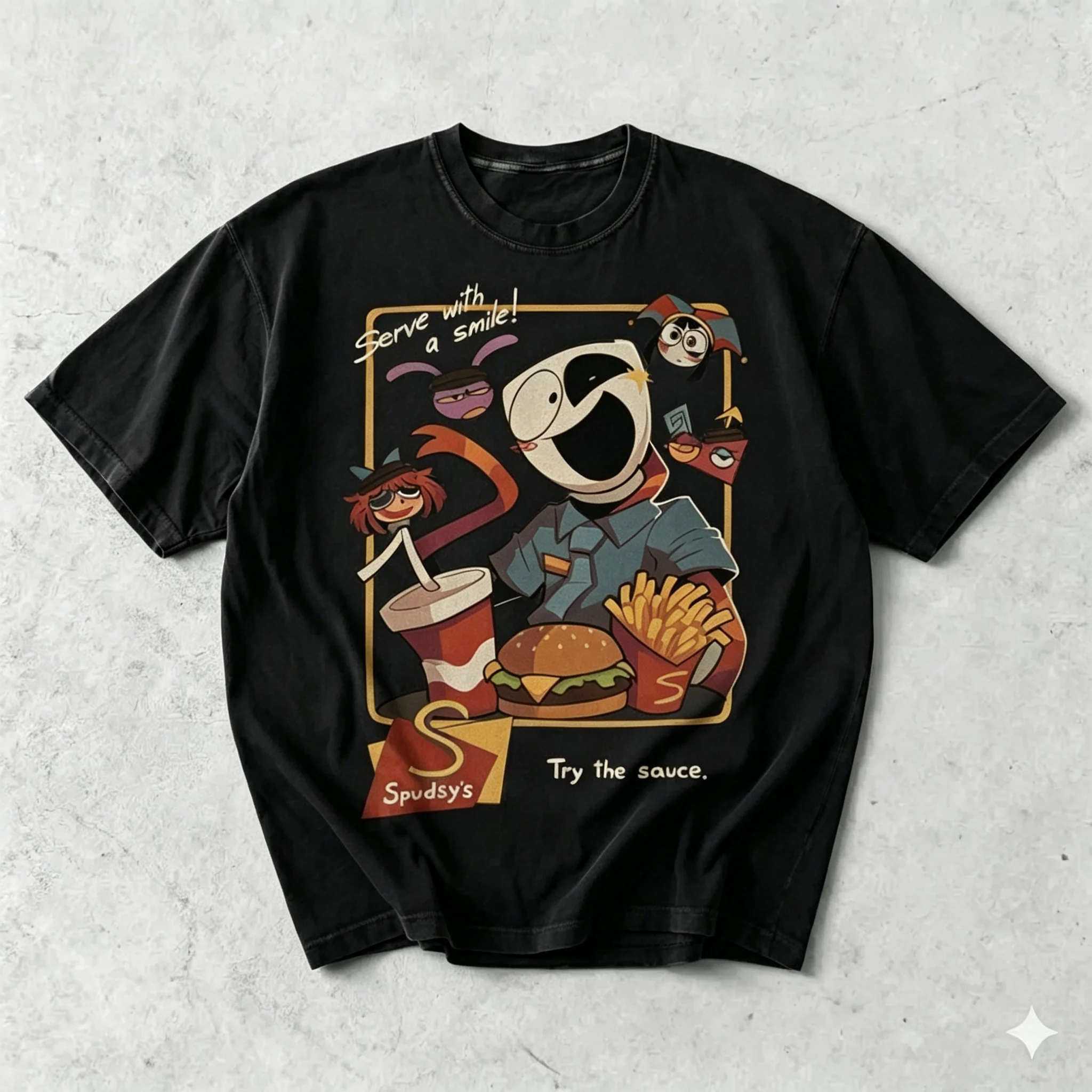 Digital Circus Character Printed T Shirt Kids Adults Unisex Summer Short Sleeve Vintage Graphic Print T Shirt Daily Street Tops