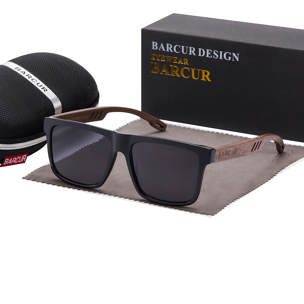 

BARCUR Women Wood Polarized Sunglasses Two Packaging Options UV400 Protection Natural Wood Men Sunglasses