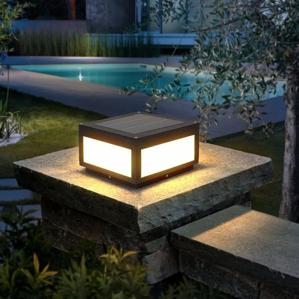 

Solar Post Lights Outdoor Waterproof, Porch Fence Cap Aluminum Deck Lamp for Flat Garden Decor with IP54 Waterproof E26 Bulb