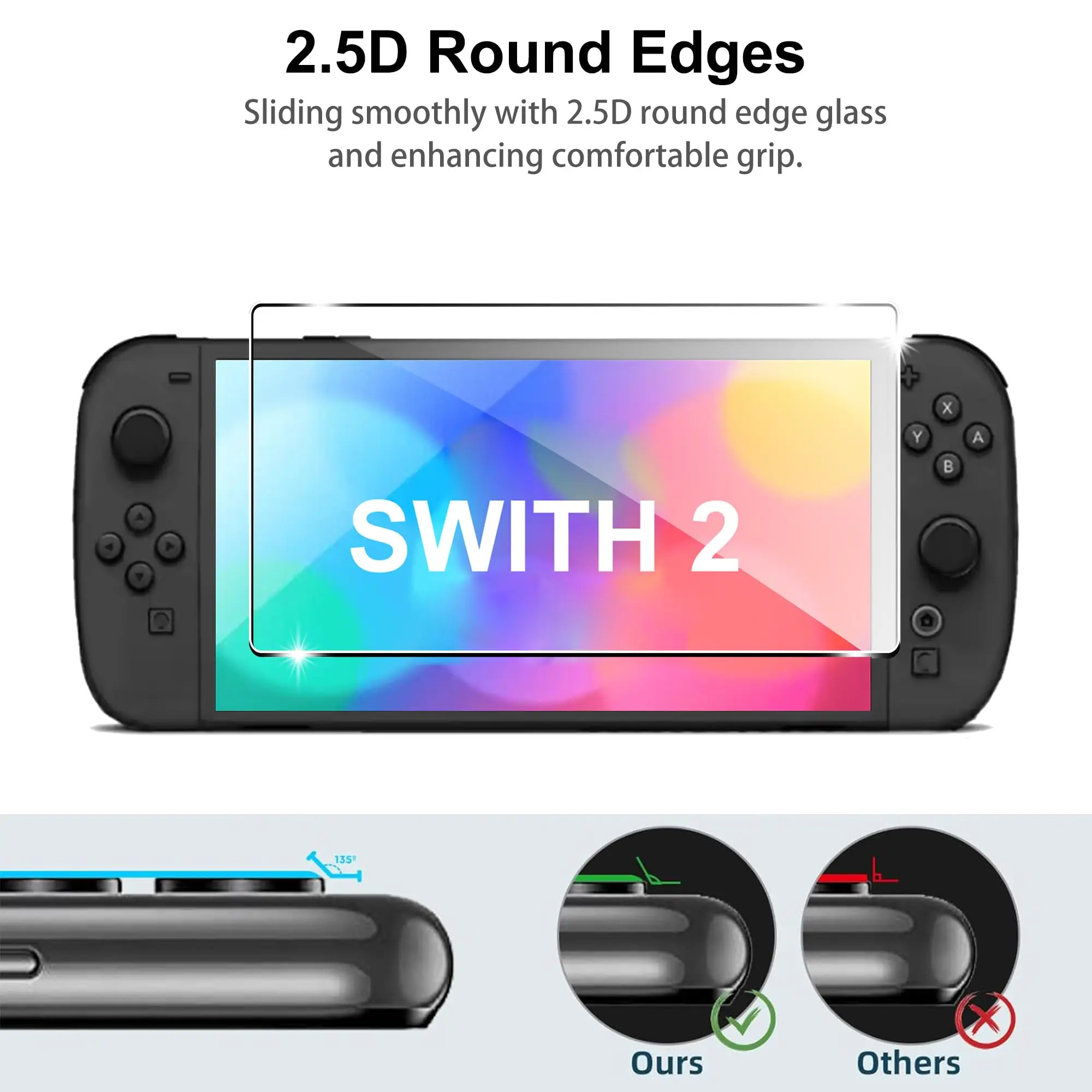 Paquete de 2/3 vidrio templado Premium para Nintendo Switch 2 2025, Protector de pantalla HD, película protectora transparente antiarañazos