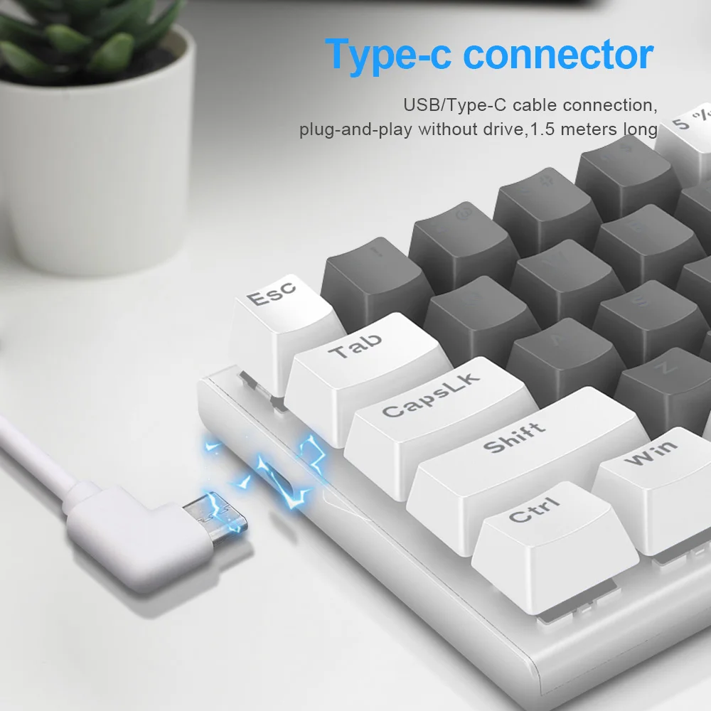 E-YOOSO Z11 RGB USB 60% Mini clavier de jeu mécanique bleu rouge interrupteur 61 touches câble détachable filaire, portable pour PC de voyage