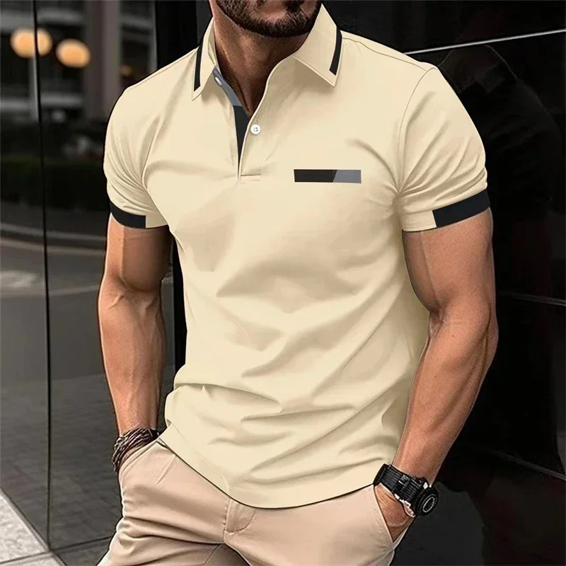 Herren Fitness Freizeit Sport T-Shirt Gym Lauf-Sport Elastisches Kurzarm-Poloshirt mit Kragen Slim Fit T-Shirt für Männer