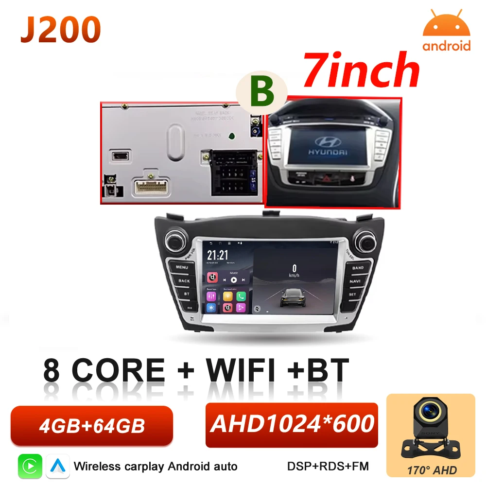 Android Auto autoradio voor Hyundai IX35 Tucson 2 LM 2009 - 2015 Carplay multimediaspeler autoradio BT Wifi 5G touchscreen DSP