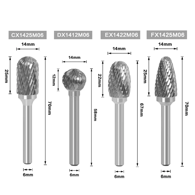 6MM Metal Drawing Tungsten Carbide Milling Cutter Rotary Tool Burr CNC Engraving Abrasive Tools Metalworking Milling Polishing
