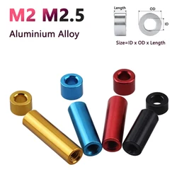 10pcs M2 M2.5 Aluminum Unthreaded Bushing Washer Round Hollow Standoff Spacer Gasket Sleeve Length 1.5 2 3-12mm DIY Toy Model