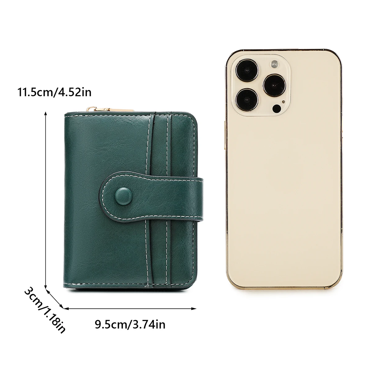 Women\'s RFID Blocking Wallet Multi-Card Holder Zipper Buckle Short Money Clip Retro Coin Wallet Functional Design