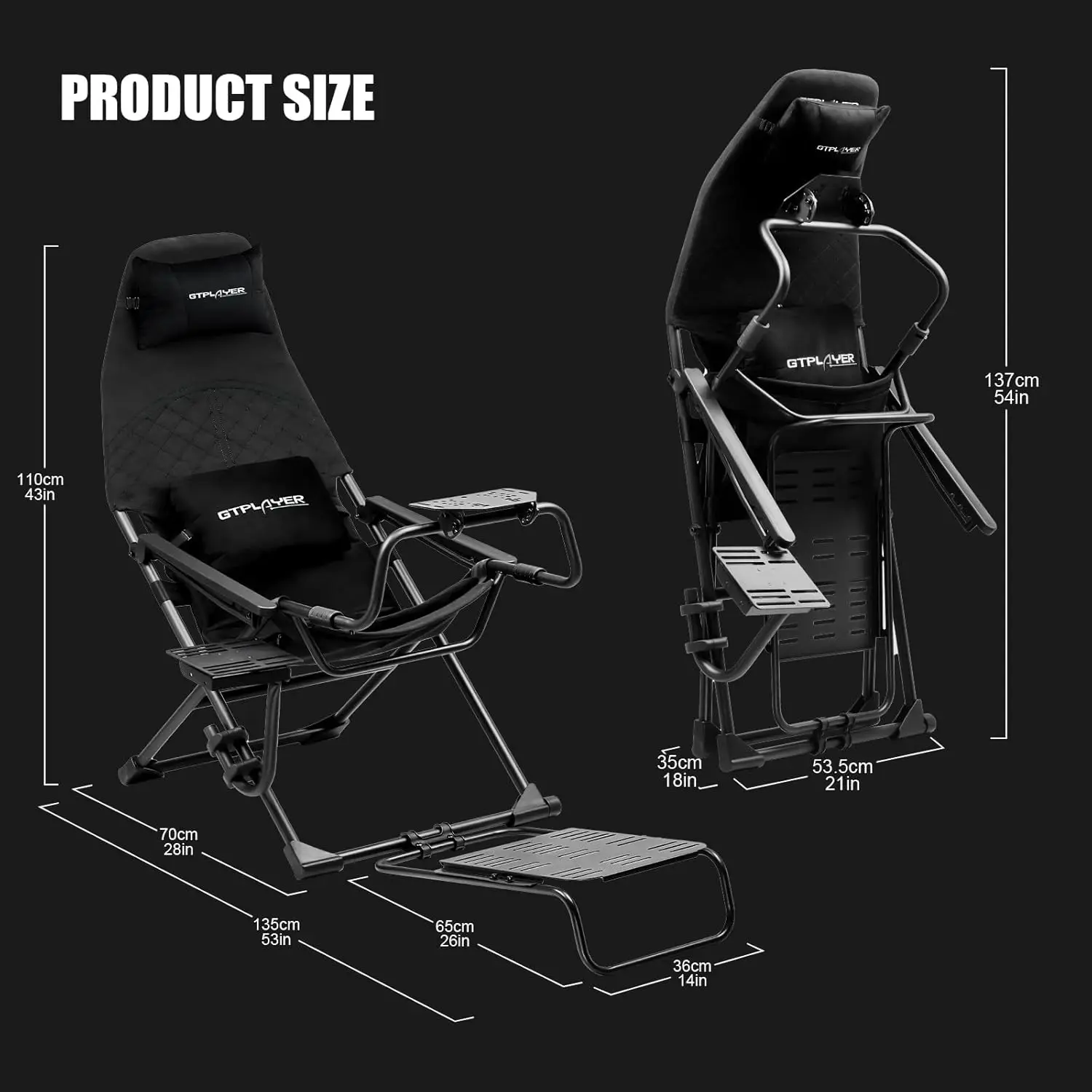 Sim Racing Cockpit Foldable & Adjustable for High Performance Sim Racing Compact & Flexible Supports All Steering Wheels &