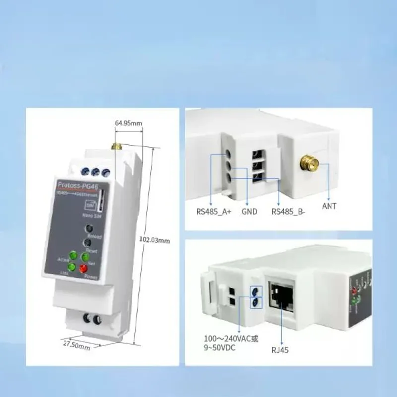 

HF-PG46-H 4G to RS485 Ethernet rail router 220V AC 5-mode 13-frequency networking HF-PG46-H