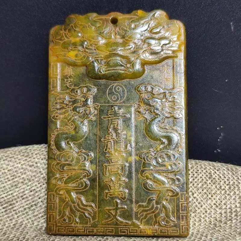 Antique ornaments, Hanfu carvings, pendants, handles, Xiuyan jade, High Tower Green Ten Thousand Miles pen