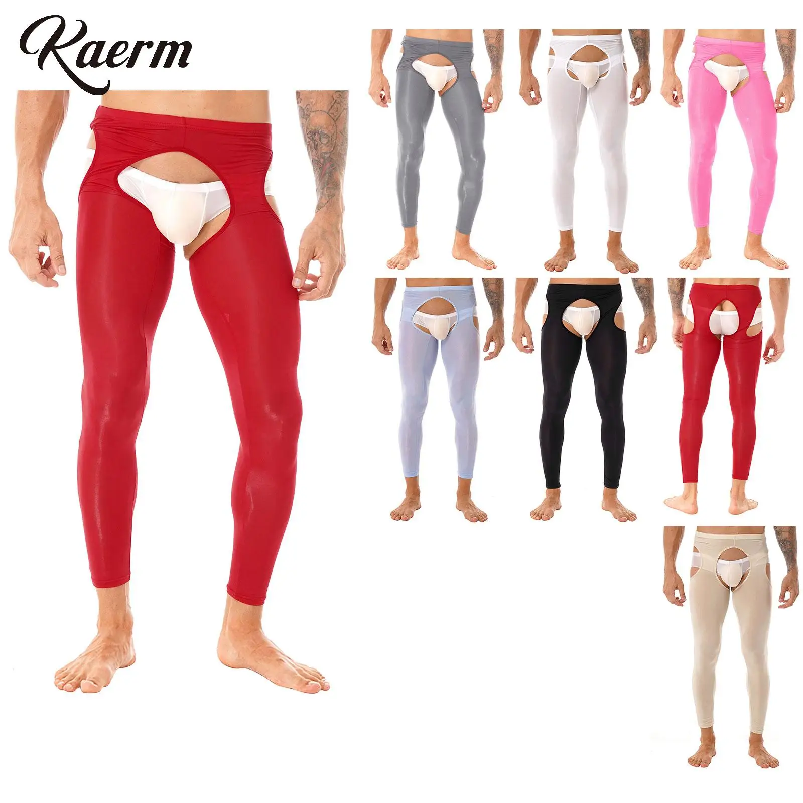 

Men's Ultra-Thin Crotchless Leggings Cutout Side Stretchy Tights Invisible Johns Therma Lingerie Underwear Pantyhose Pantes