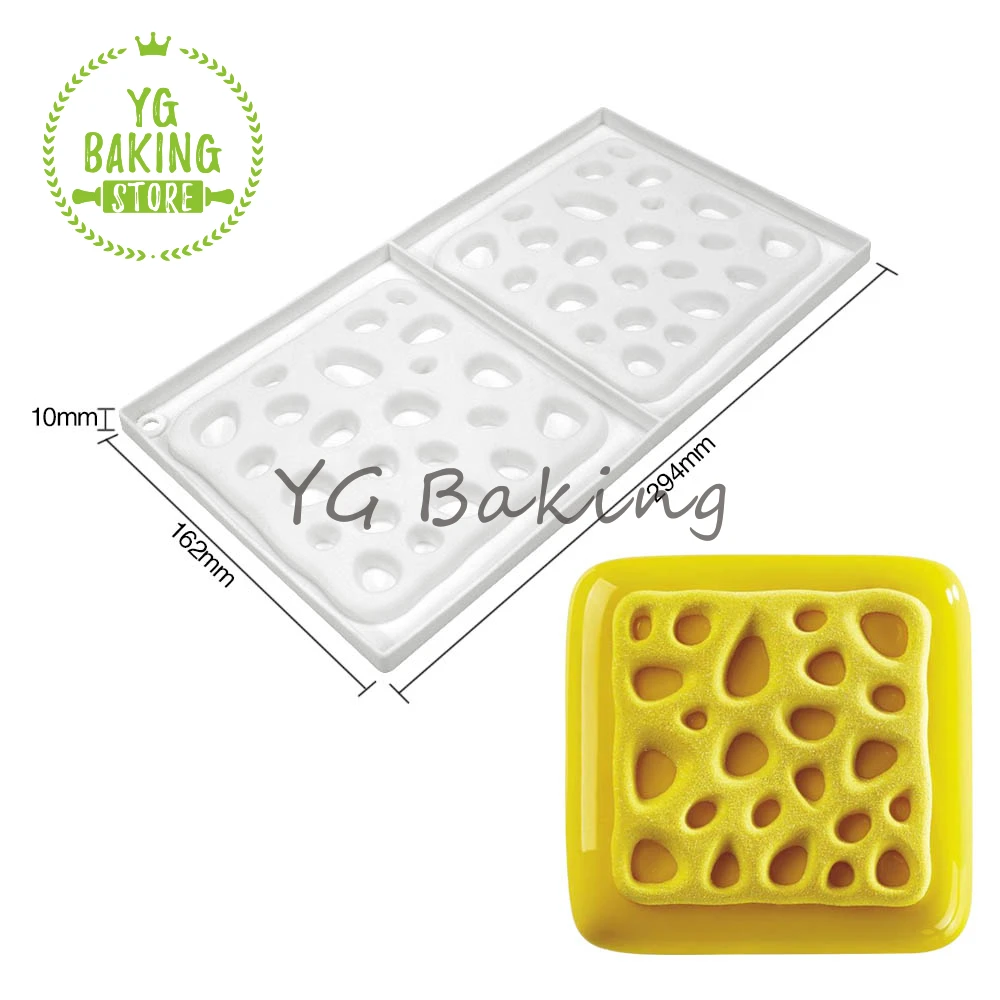 Dorica 2 Buraco Quadrado Bolha Design Silicone Mousse Molde DIY Geléia Chocolate Molde Francês Sobremesa Bolo Ferramentas de Decoração Bakeware