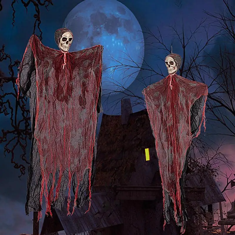 Halloween Hangings Ghost Spooky Hangings Grim Reaper Skeleton Decor Blood Guaze Horror Hangingsfor Halloween Party Decorations