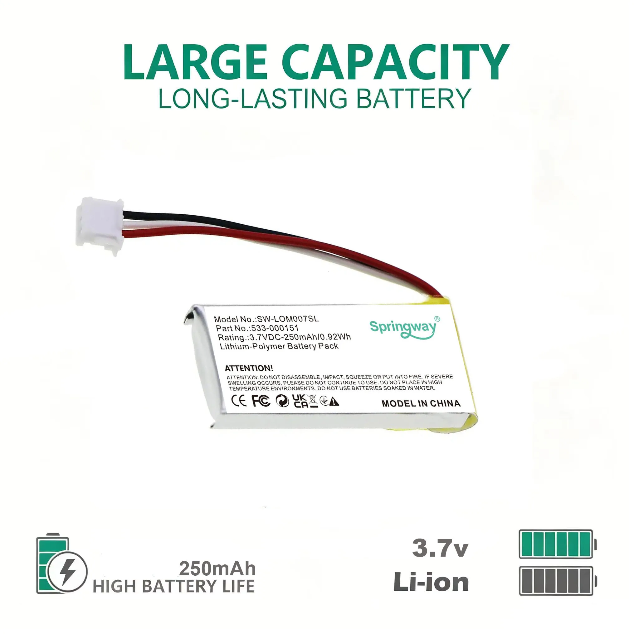 250mAh 3.7V Li-Po Battery SW-LOM007SL 533-000151 AHB521630PJT-04 For Logitech G Pro X Superlight G502 G703 Wireless Gaming Mouse