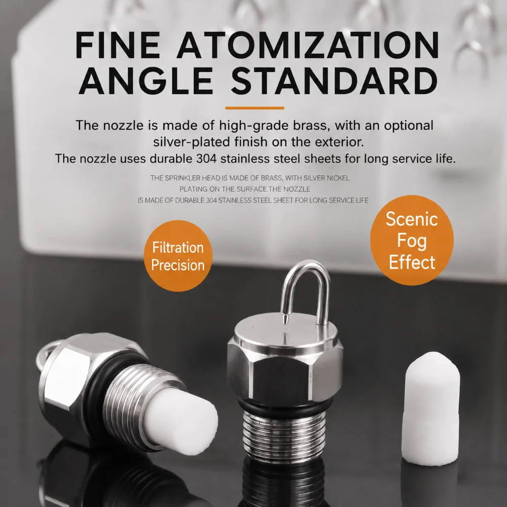 New 304 Stainless Steel Ruby Impingement Fog Nozzle High Pressure 1/8 Inch High Pressure Fog Nozzle With Filter Cold Mist Nozzle
