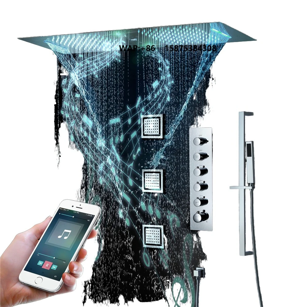 16*24inch Large Shower Head Multi- Functions Thermostatic Luxury Black  Rainfall Shower System Shower Set