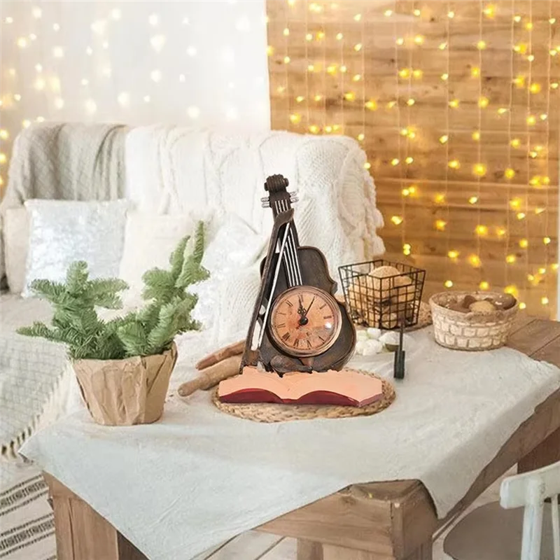 AY03-скрипка, часы, декор для стола, смоляные часы для скрипки, фигурка, винтажные часы в форме скрипки, настольные часы, украшение для гитары, домашний декор