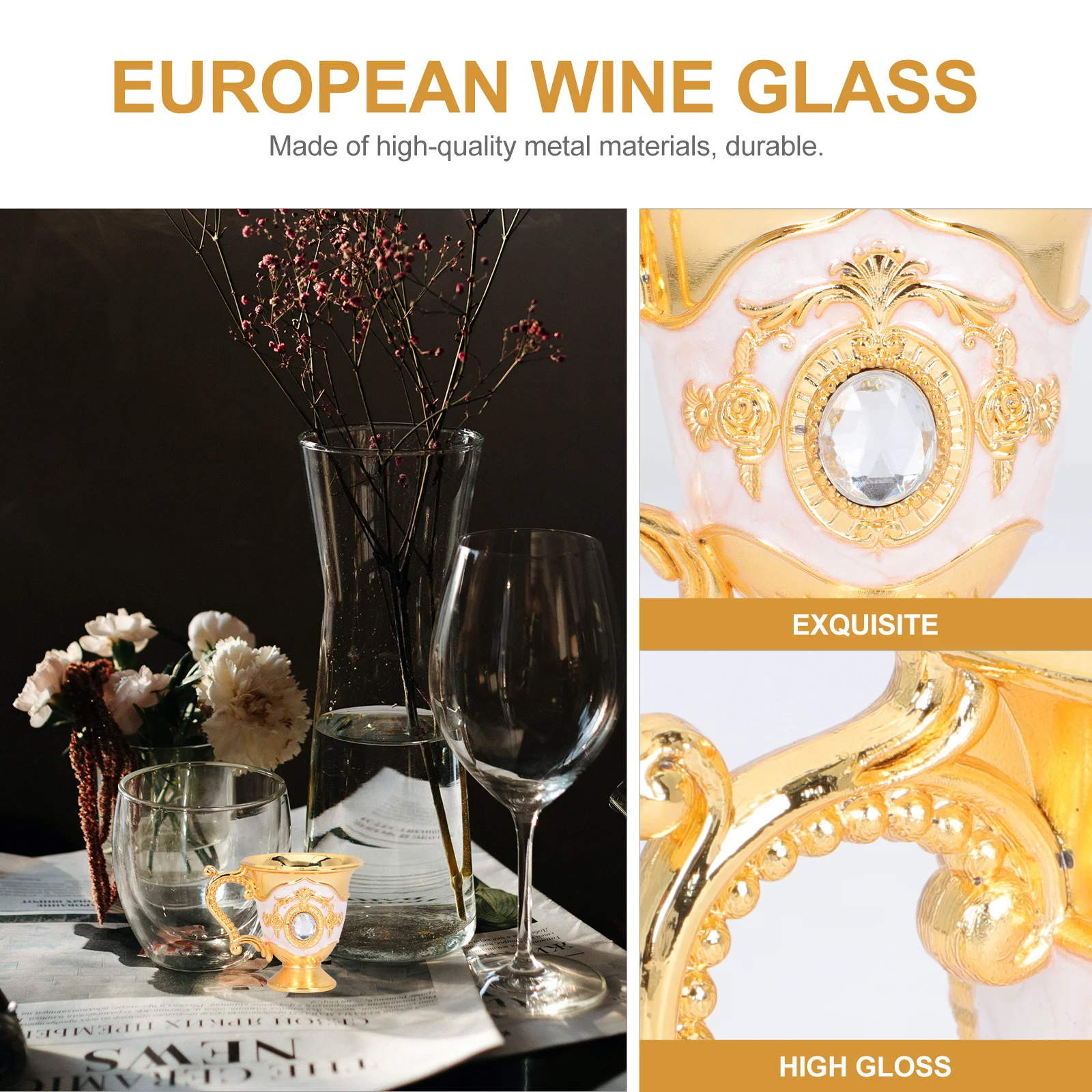 

Drinking Utensils European Wine Glass Goblet Collection Cup Metal Bow Aesthetic