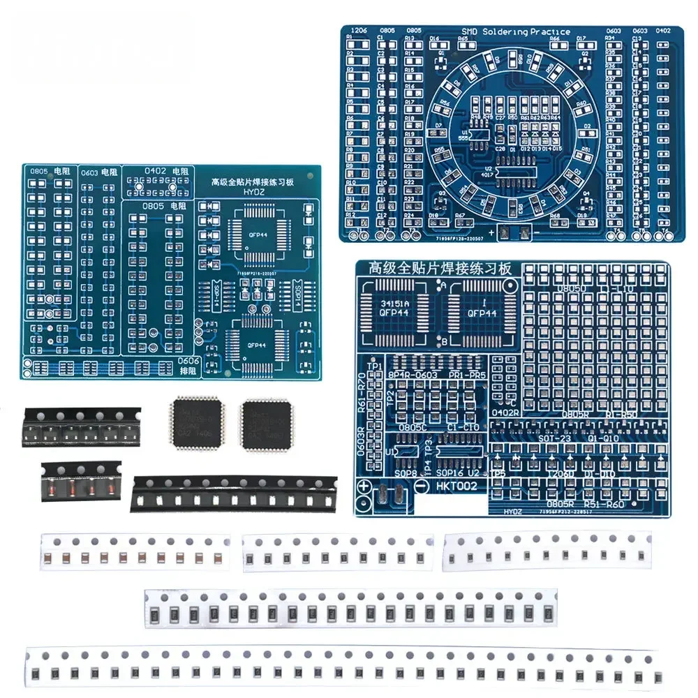 SMD NE555 CD4017 Rotating Flashing LED Components SMT LQFP44 Soldering Practice Board Electronic Circuit Training Suite DIY Kit