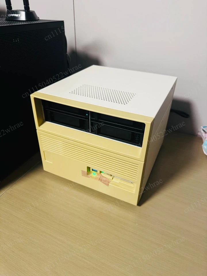 4+2 Bay Retro Hard Drive NAS Enclosure Snail Fly Bull Black Group SFX Power Supply Empty Chassis - No Hardware Included