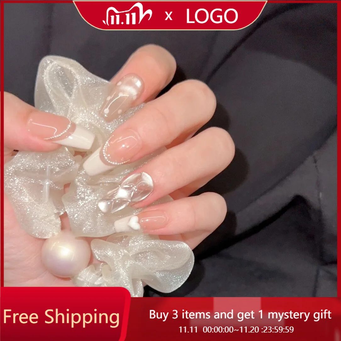 

10 шт., кремовый крем для ногтей ручной работы, ручная роспись, кошачий глаз, бриллиантовый плед, крем для французского прессования, многоразовые подушечки для ногтей для девочек и гелей