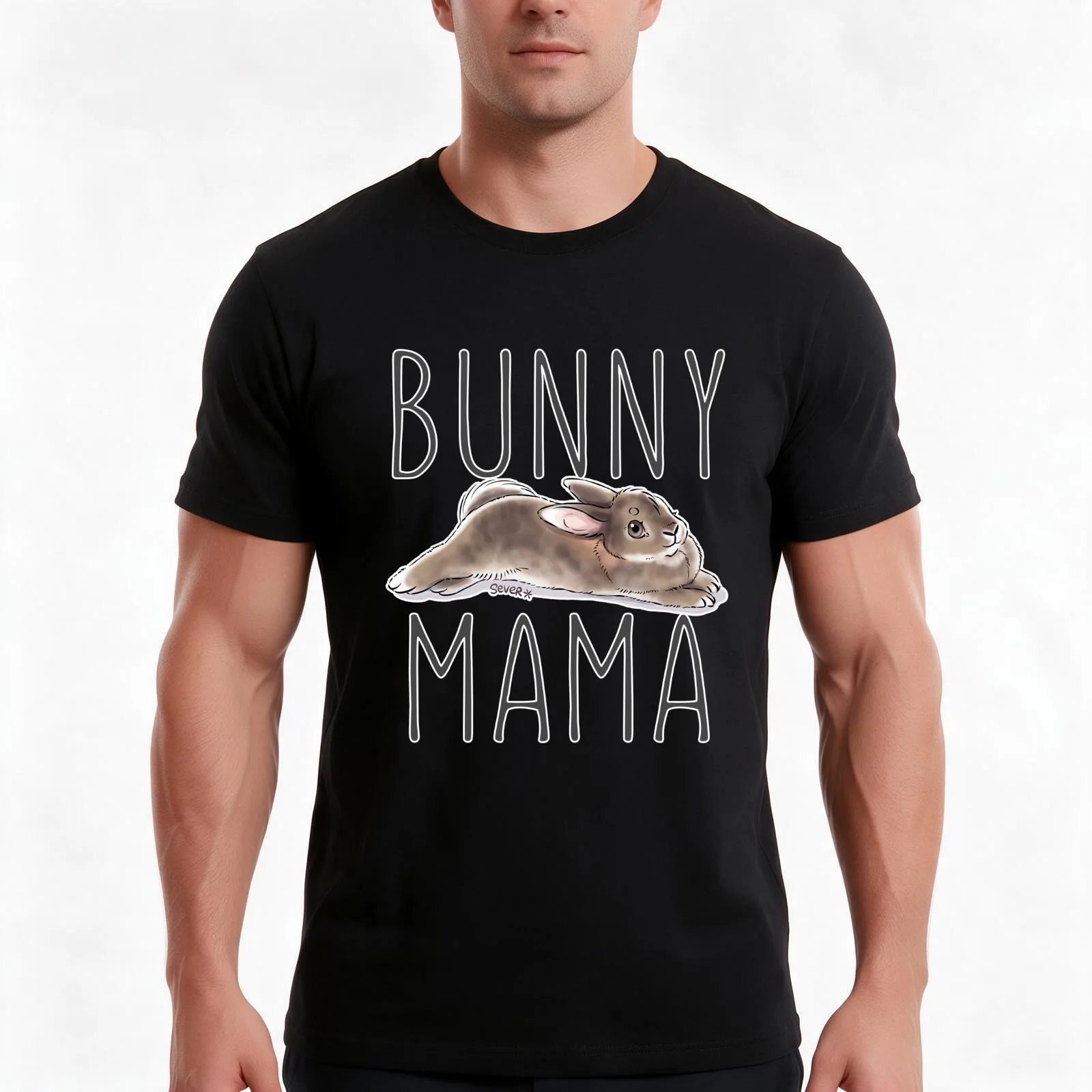 Bunny Mama T-Shirt, Summer Casual Cotton Tee, Oversized Streetwear Tops, Vintage Graphic Print, Loose Fit Short Sleeve