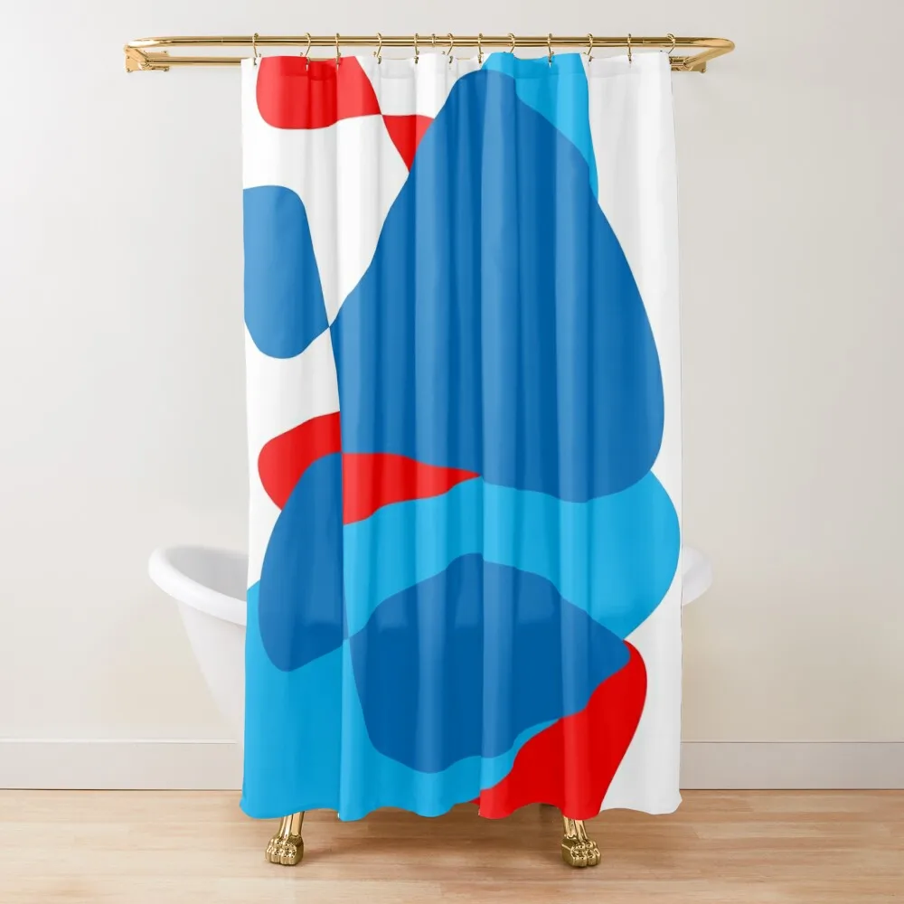 

Abstract, Light Blue, Blue, Red Shower Curtain Shower For Bathrooms Bathroom Fabric Shower Set Anime Bathroom Curtain
