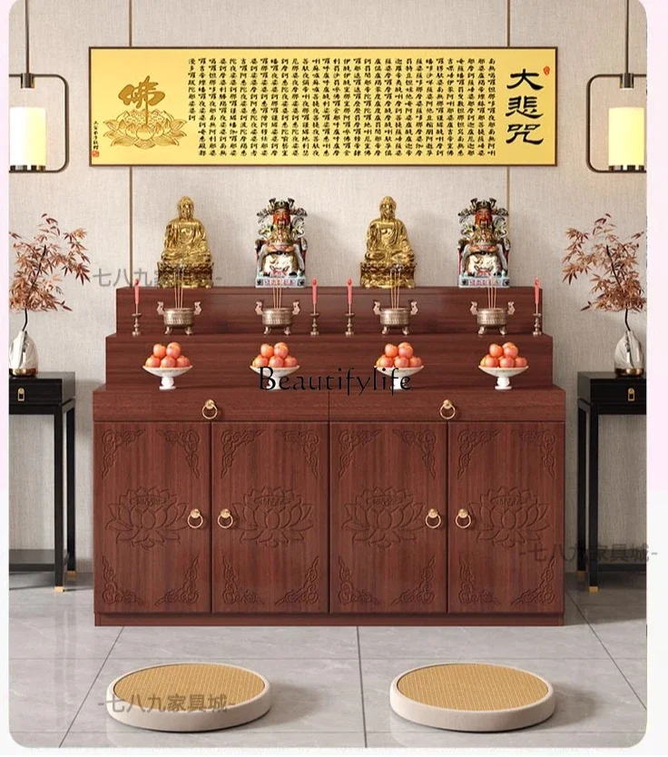 

FG52Buddhist niche offering table incense case with drawer drawing board offering table Buddha statue cabinet