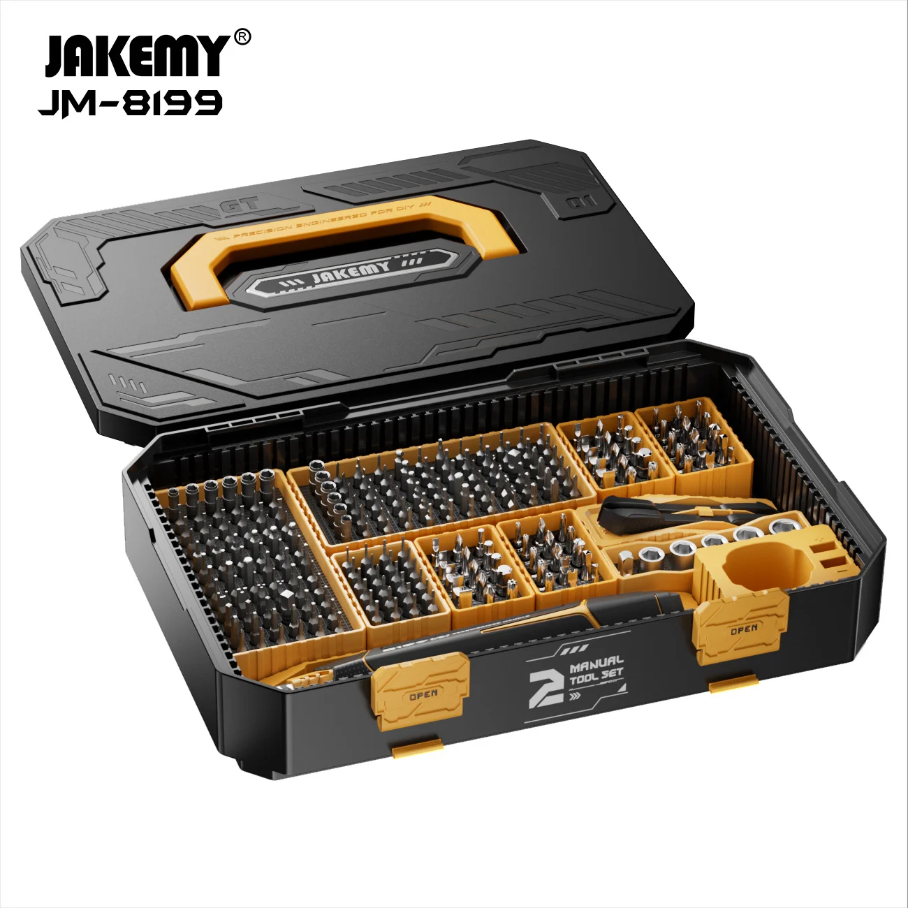 Jakemy 257 in 1 Professional Multifunctional Screwdriver Set Manual Household Repair Screw H4.0, H6.3 Screwdriver Bit
