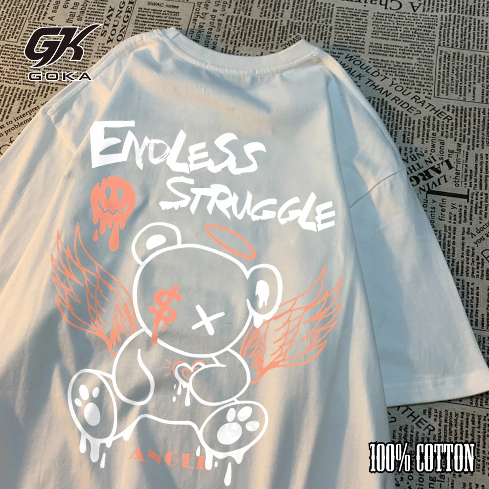 Endless Strvggle Angel Bear Graphic TShirs Classical Oversized Tops Unisex Women's Casual Cotton 4XL  Men clothing