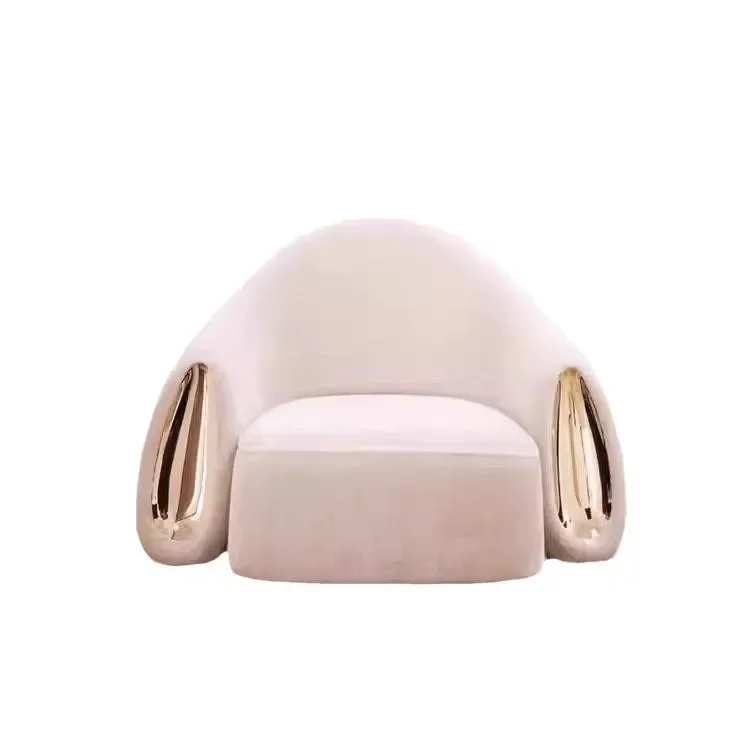 Nordic designer light luxury post-modern hotel villa living room balcony single sofa chair metal water drop leisure chair