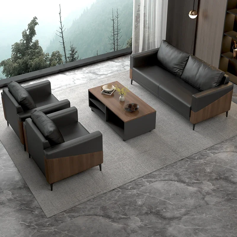 أريكة مكتب رئيس بسيطة الرجعية غرفة استقبال الأعمال مكتب صالة منطقة طاولة القهوة مجموعة ثلاثة أشخاص #2