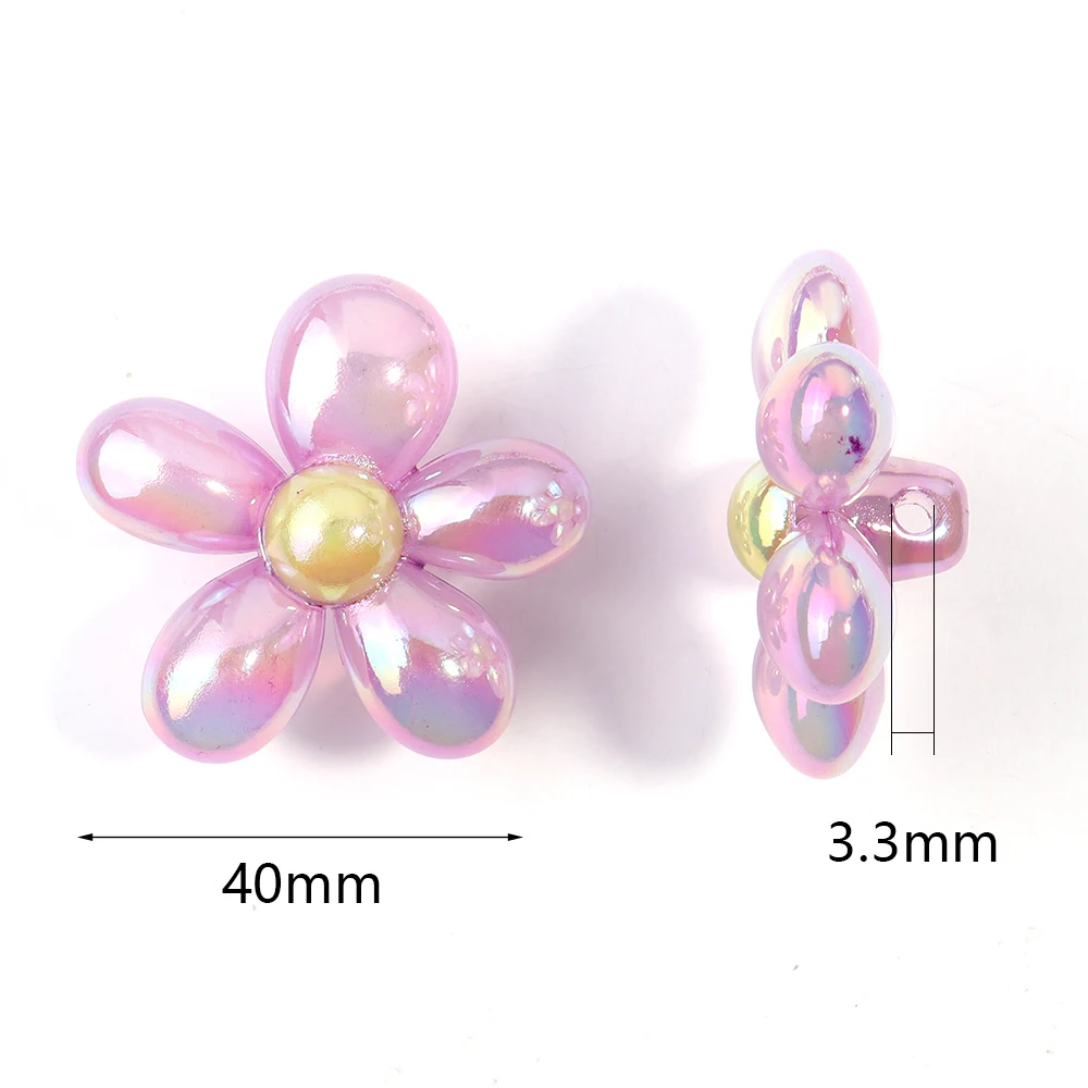 

5pcs 5/8 Petals Plated Color Acrylic Flower Beads Loose Spacer Bead for Jewelry Making DIY Charms Phone Chain Accessories