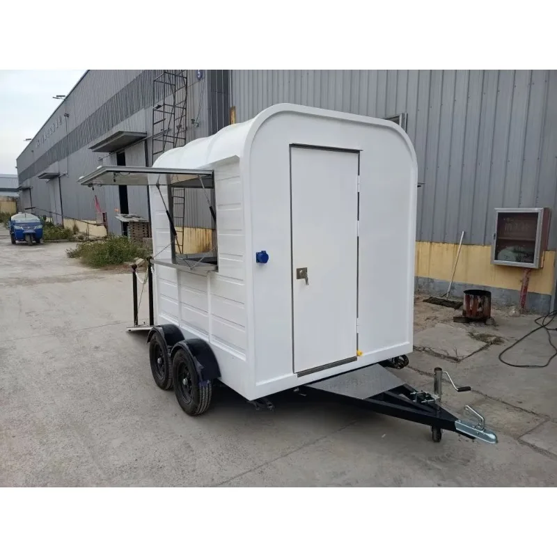 Brand New 4‑Wheel Commercial Concession Food Trailer Cart, Mini Mobile Bar Restaurant Vending Kiosk