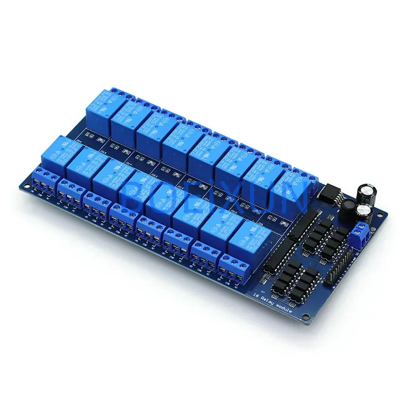 Módulo de proteção de relé de 16 canais DC 5V 12V 24V com optoacoplador LM2576 Microcontroladores Interface Relé de potência para Arduino Kit DIY