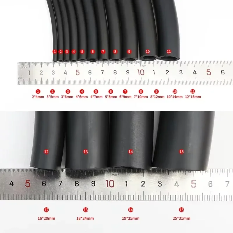 FKM Viton Fluorine Rubber Tube High Temperature Oil Acid Alkali Corrosion Resistant Hose ID 2/3/4/5/6/7/8/10/12/14/16/18/19/25mm