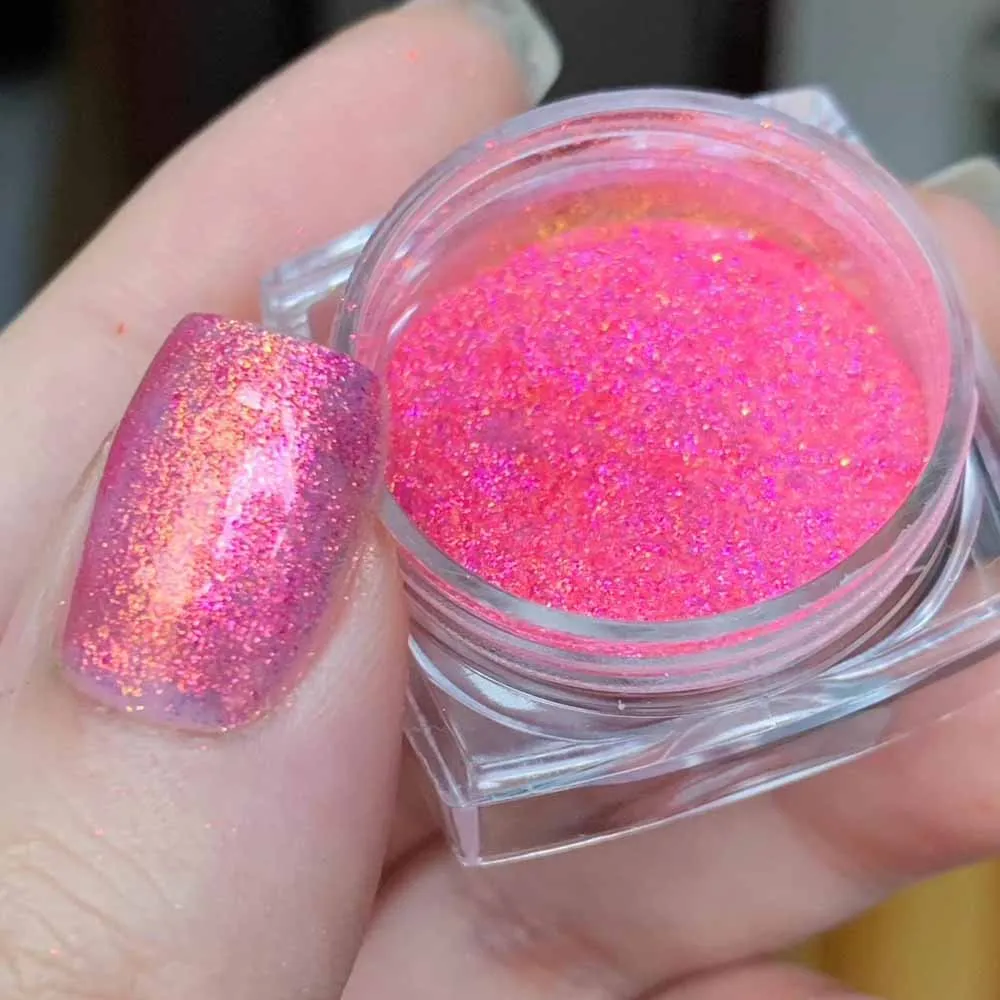 Ensemble de poudres caméléon néon aurore, 8 couleurs, holographique, arc-en-ciel coloré, paillettes pour frotter les ongles, poudre chromée, Pigment de noël à faire soi-même