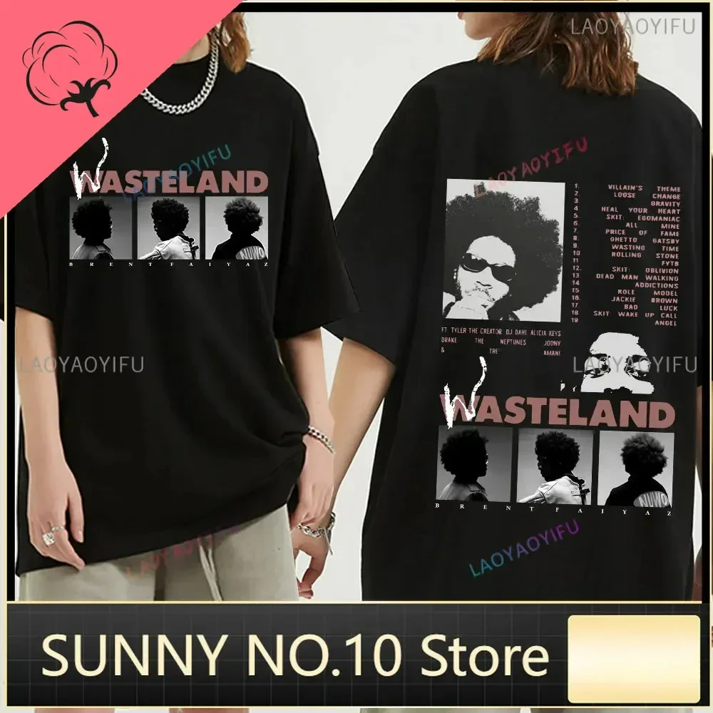 Brent Fairyaz T-shirt 2022 Music Album Wasteland Short Sleeve T-shirt Large Hip Hop Harajuku T-shirt