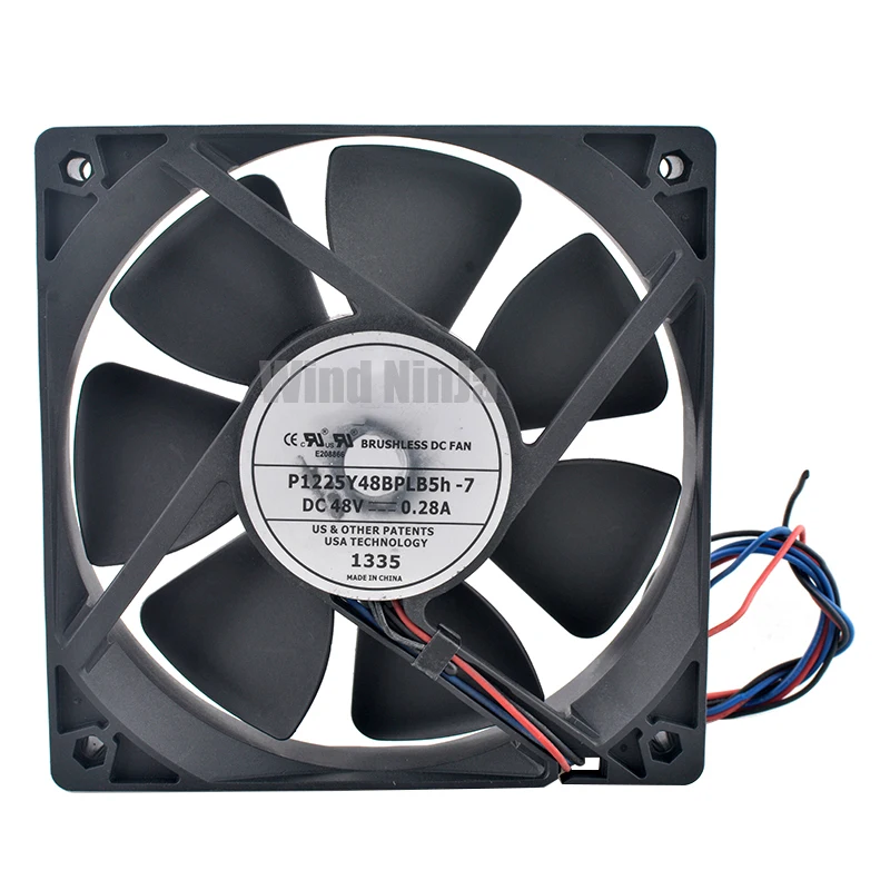 12cm/120mm P1225Y48BPLB5h-7 DC48V 0.28A 3-Pin Dual Ball Bearing Cooling Fan 120x120x25mm for Server Frequency Converter