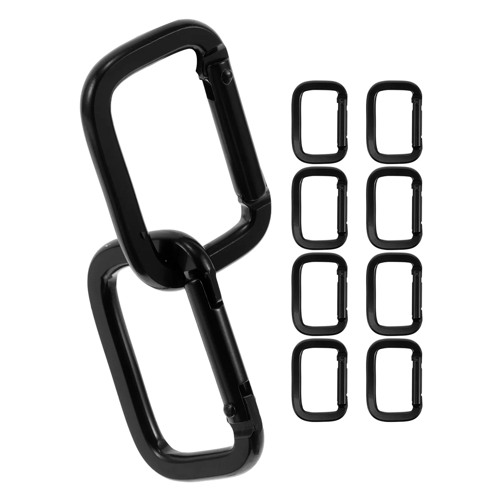 

10pcs Black Electroplated Square Thickened Aluminum Alloy Carabiner Clips for Climbing Camping Hiking D Rings Bag Luggage