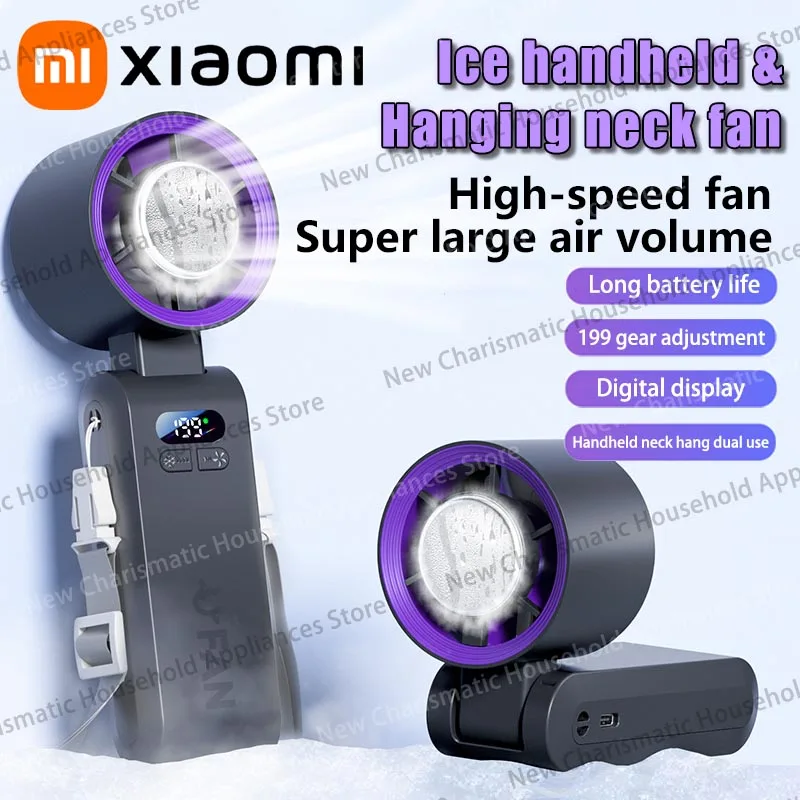 

Полупроводниковый охлаждающий вентилятор Xiaomi для льда, 199 скоростей, высокоскоростной ручной вентилятор, 4000 мАч, USB портативный уличный подвесной вентилятор для шеи