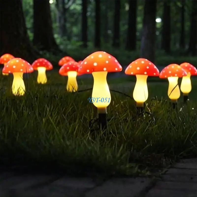 E15A Mushroom Pathway Light Solar Deck Lamp for Outdoor Decor with Intelligent Light and Energy Saving Feature