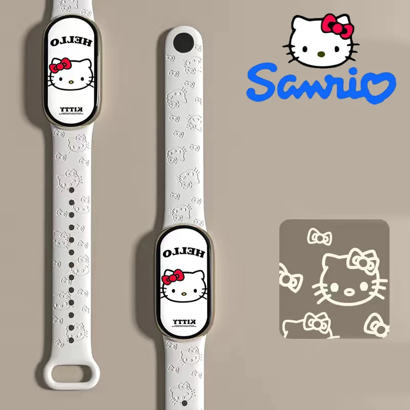 Sanrio Hello Kitty Watchband for Xiaomi Mi Band 8 7 6 5 4 3 Bracelet Wrist Straps Cartoon Replacement Sports Strap Accessories