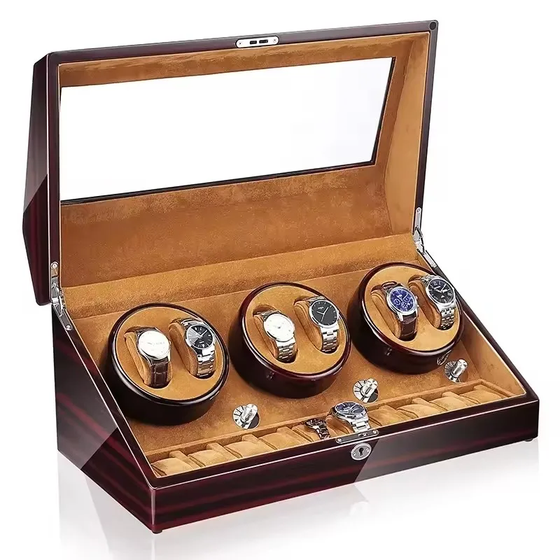 Luxury Fashionable Watches Display Box That Rotatable Watch Winder Box with LED with Lock 13 Slot Watch Box 7+6 Watch Winder Box