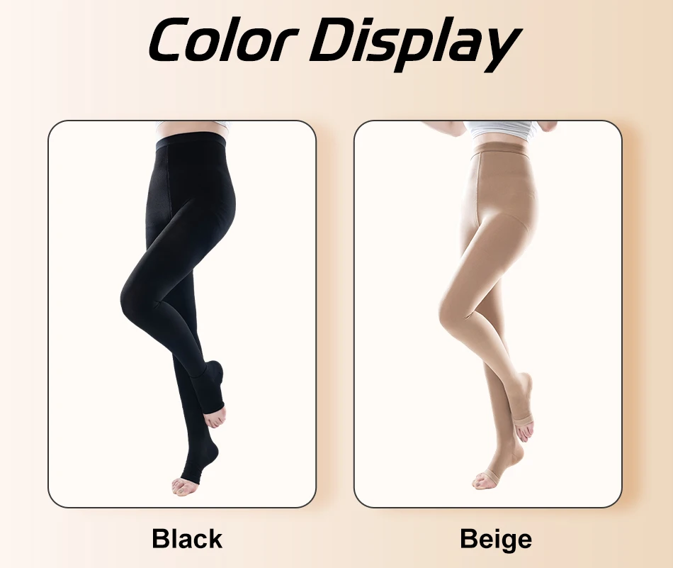 Medical 30-40mmHg Compression Stockings Varicose Veins Plus Size Pantyhose Women Open Toe Class 3 Pressure Pants Brace