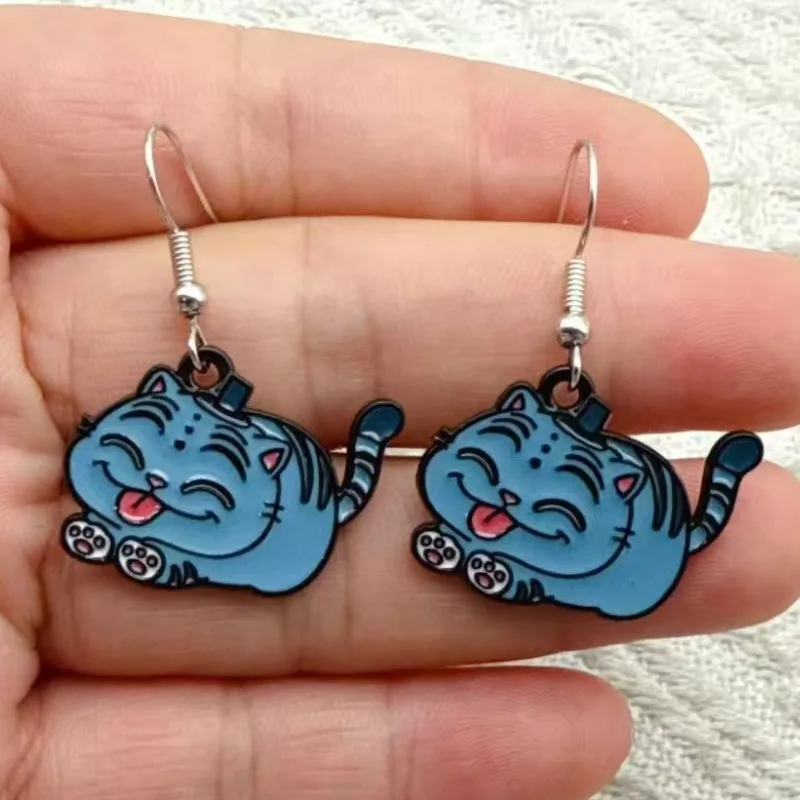 لطيف الأزرق ليتل النمر القرط الأزياء الكرتون هريرة استرخى أقراط للنساء المينا قطرة الحيوان العصرية مجوهرات فتاة هدية