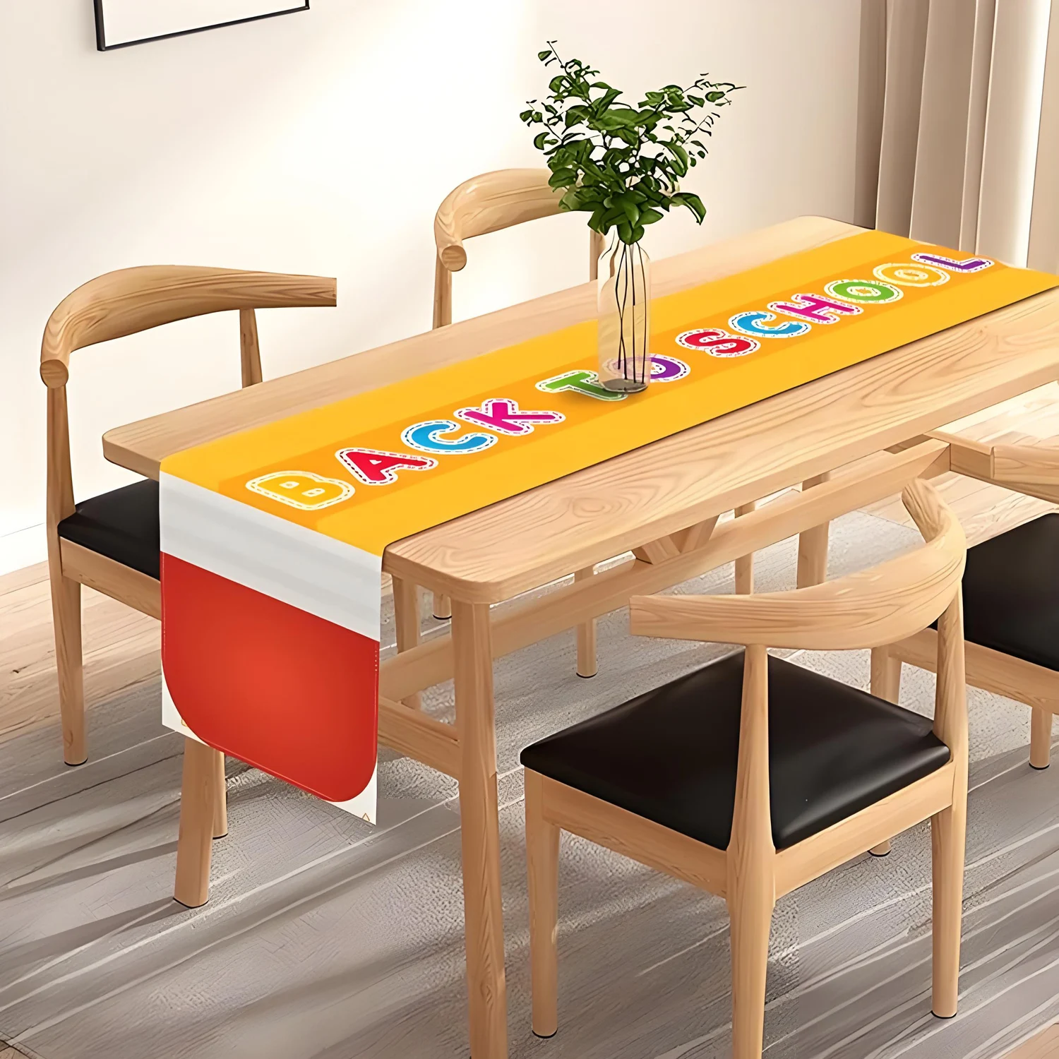 New Back to school season table flag decorative yellow background Pencil stationery decorative supplies for indoor kitchen table
