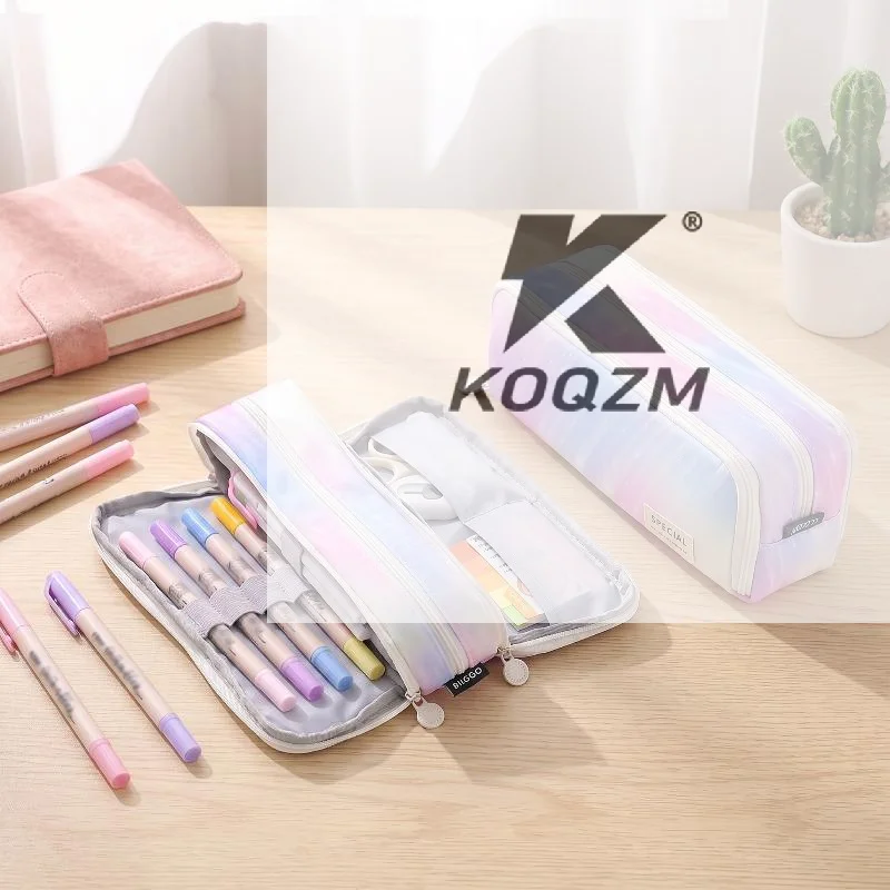 Double Layered Open Pen Case Simple Multifunctional Big Capacity Pen Case Stationery School Supplies Storage Pouch For Students