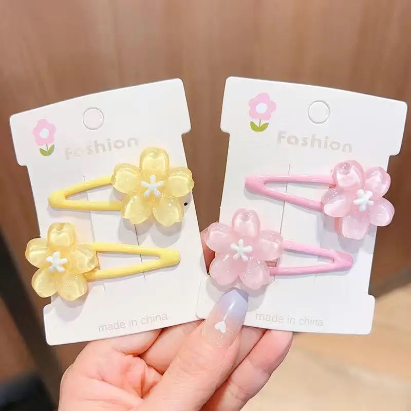 

Sweet Jelly Cherry Blossom Hairpins Girls Snap Clips Side Bangs Clip BB Clip Women Kids Flower-shape Hair Clip Hair Hairpins
