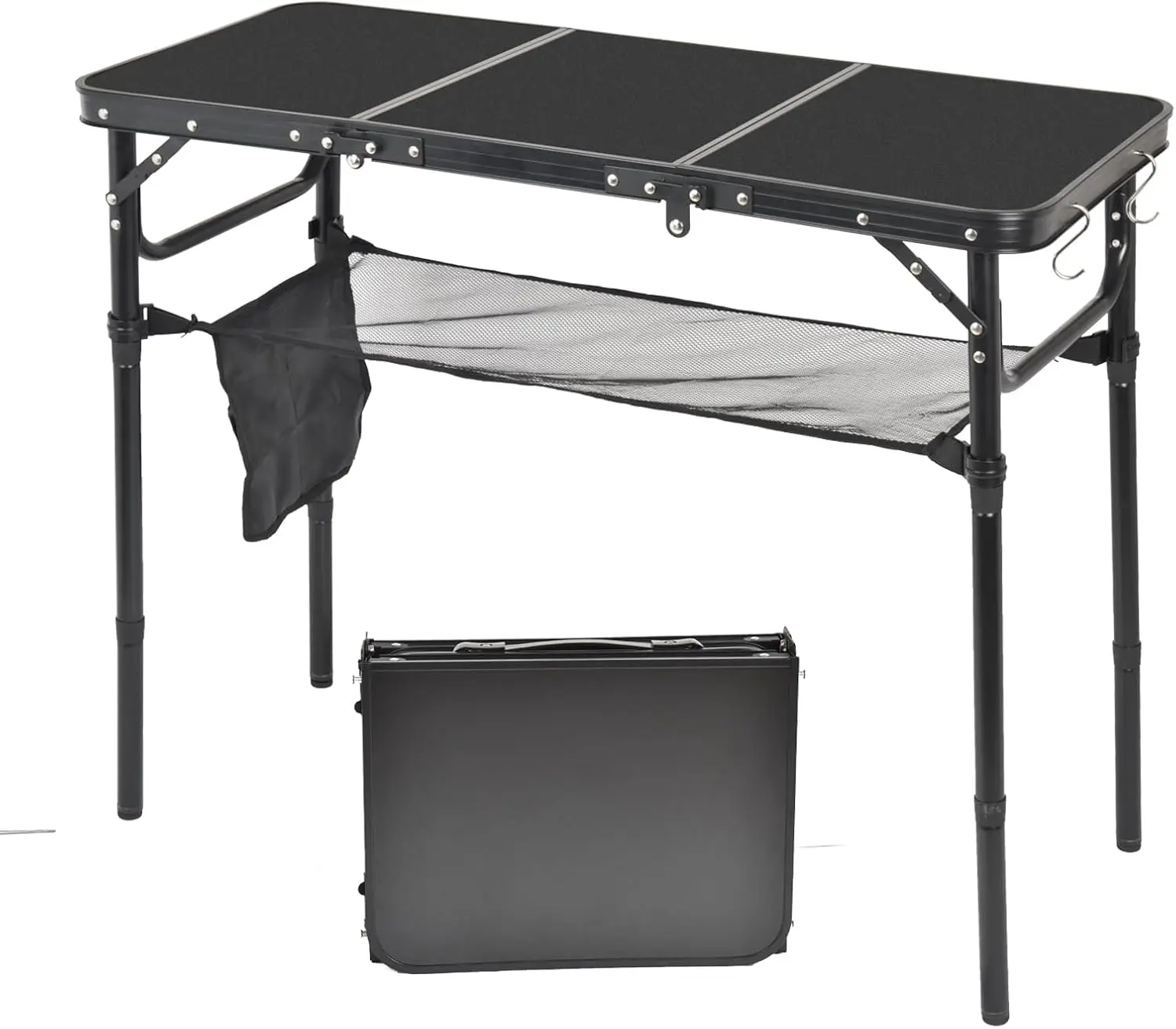 

Portable Folding Camping Table, Lightweight Aluminum Outdoor Picnic Table with Adjustable Height, Compact & Sturdy for Camping,